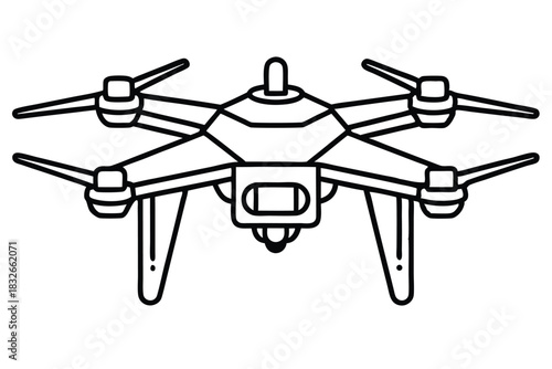 drone black and white line art on white background