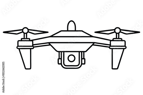 drone black and white line art on white background