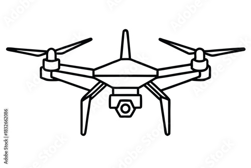 drone black and white line art on white background