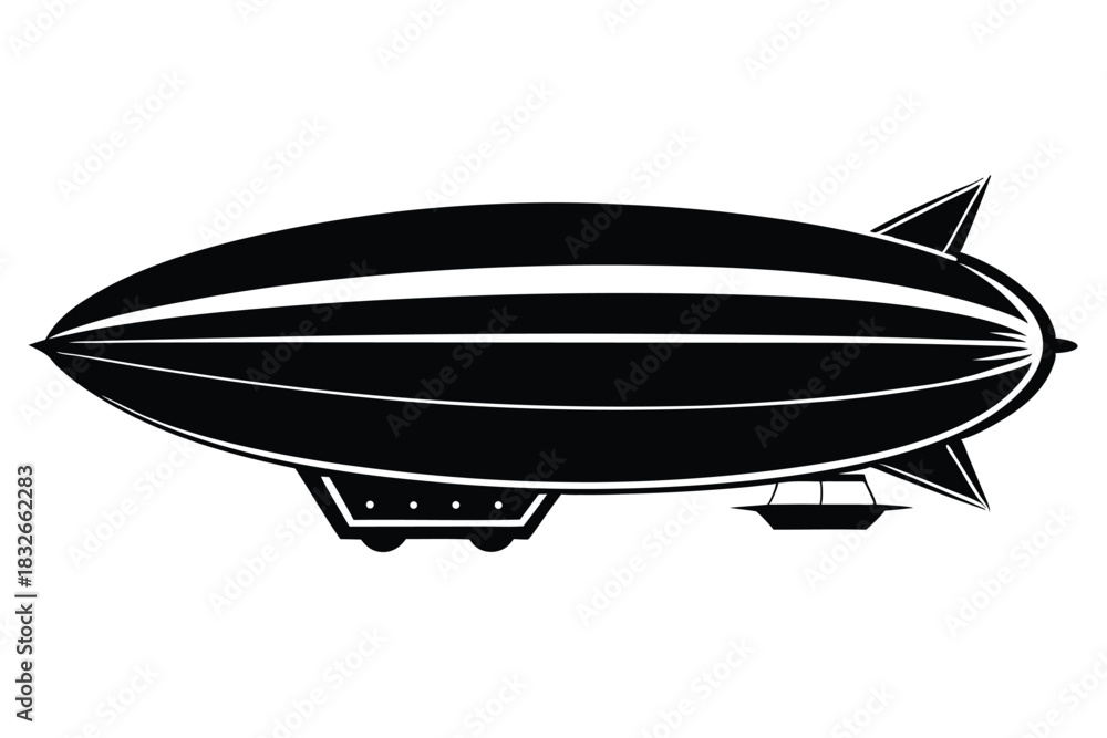 Fototapeta premium dirigible black and white silhouette on white background