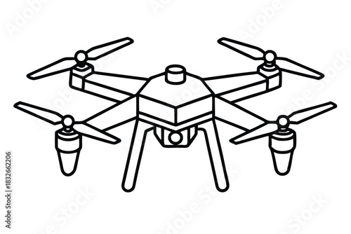 drone black and white line art on white background