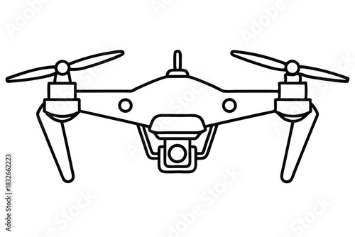 drone black and white line art on white background