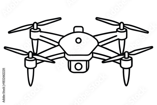 drone black and white line art on white background
