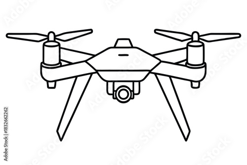 drone black and white line art on white background
