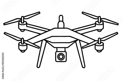 drone black and white line art on white background