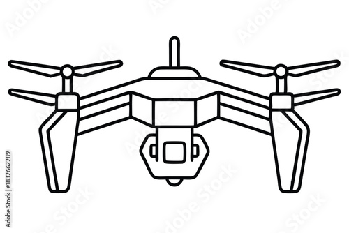 drone black and white line art on white background