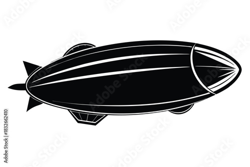 dirigible black and white silhouette on white background