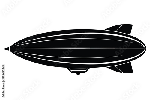 dirigible black and white silhouette on white background
