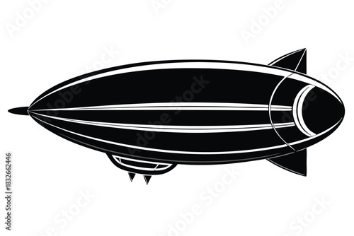 dirigible black and white silhouette on white background