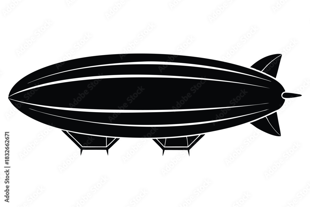 Obraz premium dirigible black and white silhouette on white background