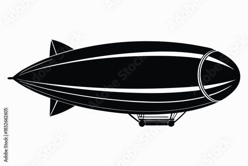 dirigible black and white silhouette on white background