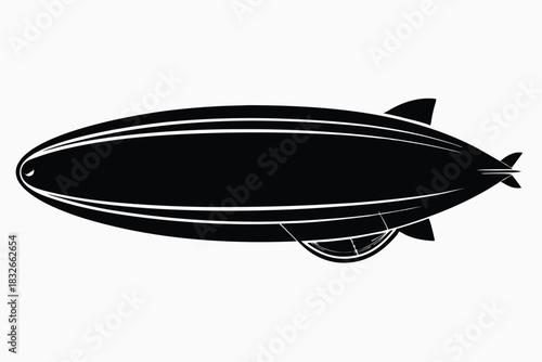 dirigible black and white silhouette on white background