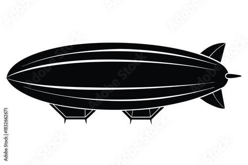 dirigible black and white silhouette on white background