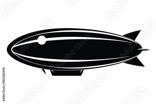 dirigible black and white silhouette on white background