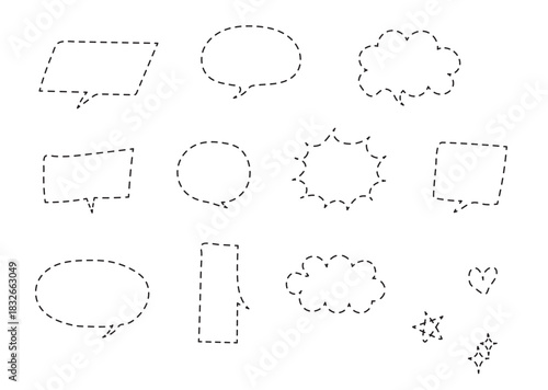 点線手書きの吹き出しセット