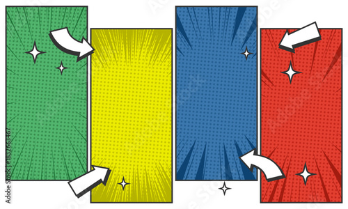 Cartoon pop art frame background art with arrow