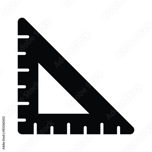Geometric triangular ruler glyph icon, premium vector
