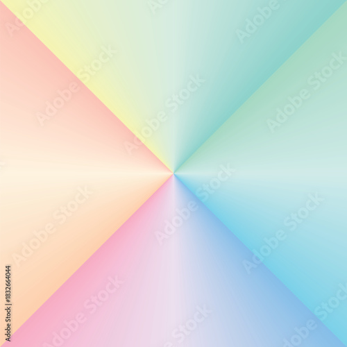 Pastel conical gradient background radiating from center, square vector with rainbow colors