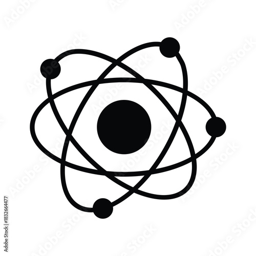 Atomic structure, glyph icon of physics, chemistry, and STEM learning