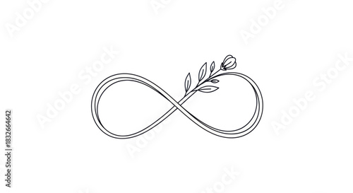 Elegant infinity symbol intertwined with delicate floral elements symbolizing everlasting growth
