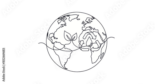 Minimalist Earth Illustration Emphasizing Environmental Sustainability and Conservation Themes