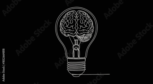 Creative conceptual illustration combining brain anatomy and electric light bulb symbolism for