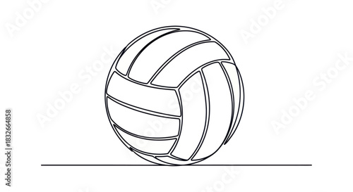 Minimalist Line Drawing of a Volleyball with Abstract Sport Equipment Illustration