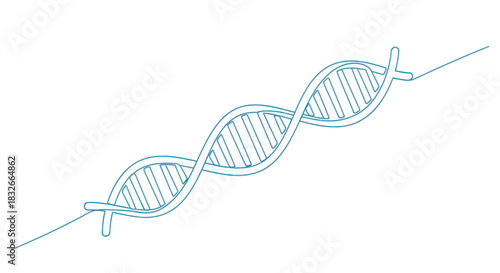 Minimalist Illustration of a DNA Double Helix Structure in Light Blue Style for Scientific Contexts