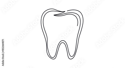 Minimalist Line Art Illustration of a Healthy Tooth for Dental Care Branding