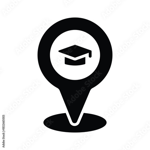 glyph style icon of school or campus location, premium vector