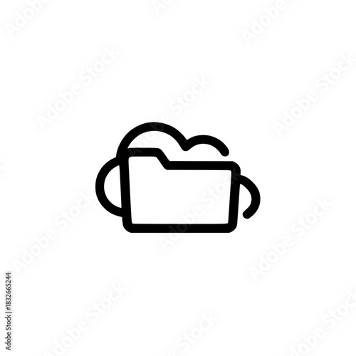 Cloud icon with folder vector graphic showing secure document storage online archive and digital file system