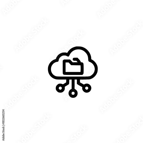 Cloud network storage vector with folder icon digital files secure online management and workflow illustration