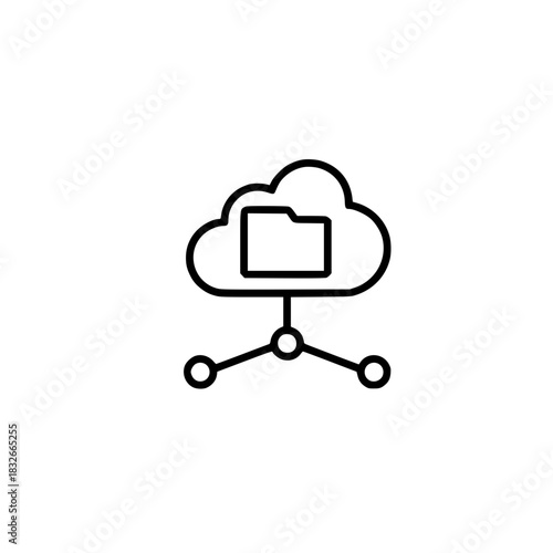Cloud storage concept with folder icon network lines digital file management and online security vector