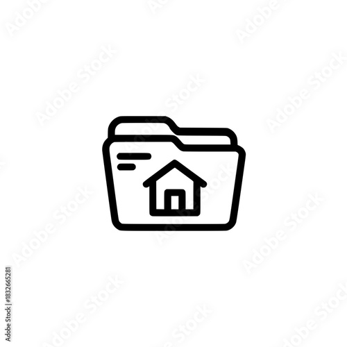 Folder icon with house illustration secure digital files home data organization and storage concept