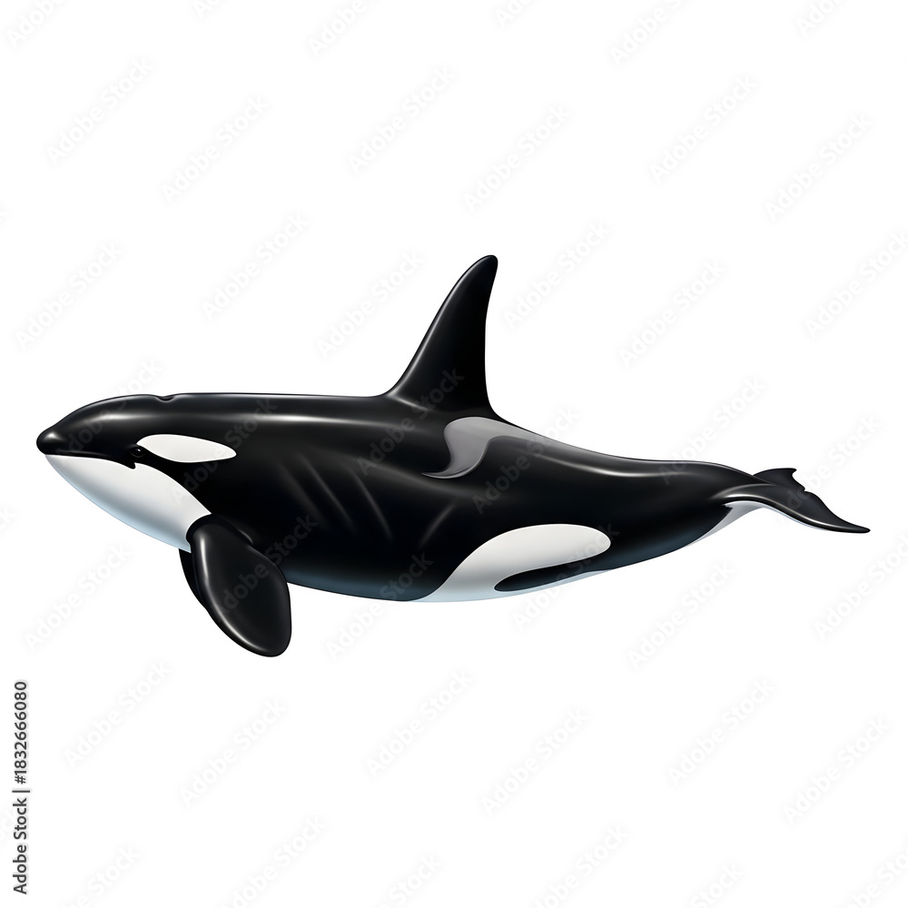 Fototapeta premium Realistic Orca Whale Illustration on White Background