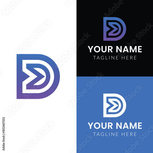 Modern letter D logo design template