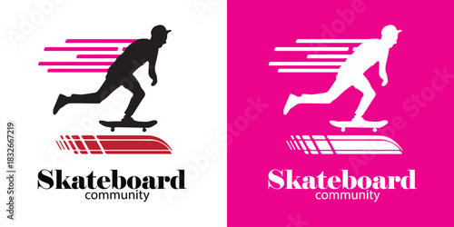 Skateboard Rider Emblem for Skate Park and Community
