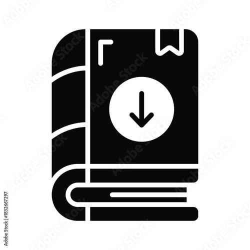 A digital book download icon, elearning and online study