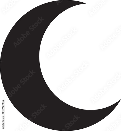 Minimal Crescent Moon Silhouette Vector Icon
