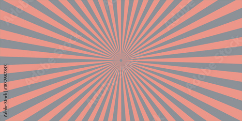 Retro grunge sunburst vector illustration featuring bright orange and yellow radial rays, texture, and pattern for a vintage summer wallpaper design