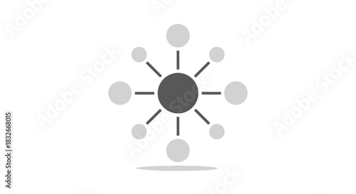 Illustration of a centralized concept with multiple interconnected nodes radiating outward