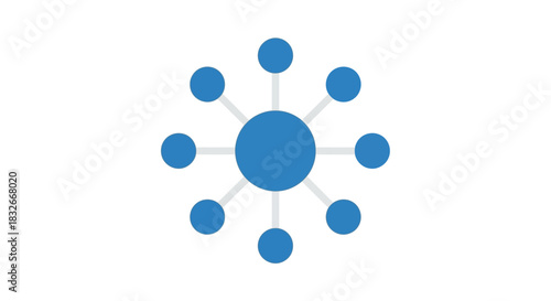 illustration depicting a central hub connected to multiple nodes representing network structure