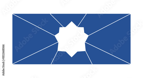 Abstract geometric design featuring a white star-shaped center with radiating lines on a blue