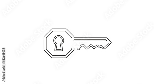  minimalist line art illustration of a key symbol representing security and access concepts