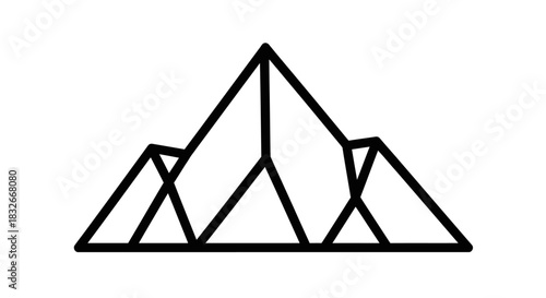 Minimalist Line Art Representation of Mountain Ranges with Geometric Style