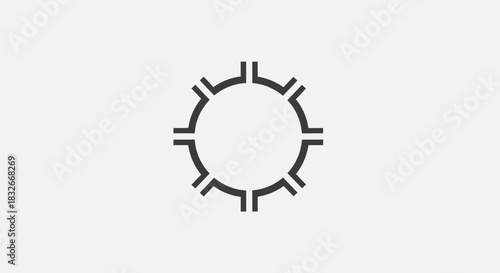 Minimalist circular gear icon symbolizing precision engineering and technological innovation
