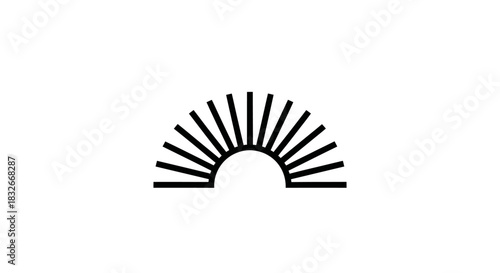 Minimalist Black Sunburst Icon Featuring Radiating Lines for Modern Design