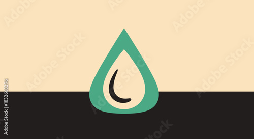 Minimalist illustration of a water droplet with stylized abstract design emphasizing clean lines