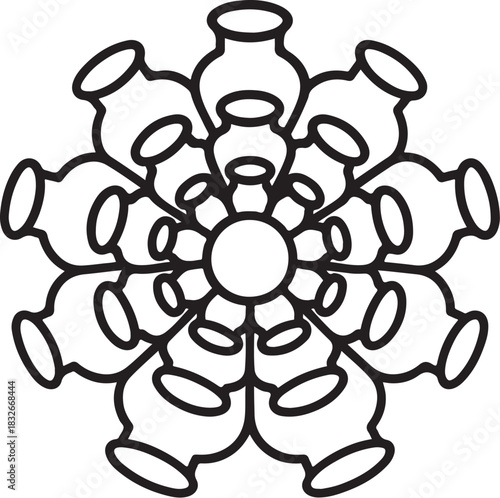 Ceramic Vase Top-View Geometry Bloom Mandala.eps