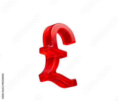Photos Vibrant red translucent pound sterling symbol, representing UK currency